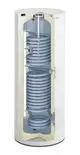 Viessmann Solarspeicher, zylindrische Form mit spiralförmigem Wärmetauscher, innen sowie isoliert, für die Speicherung von solarer Wärme.